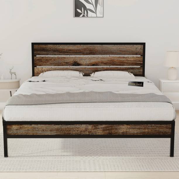 HoneyTouch Elvo Queen Size Bed Frame | No Assembly Required | Metal Queen Bed