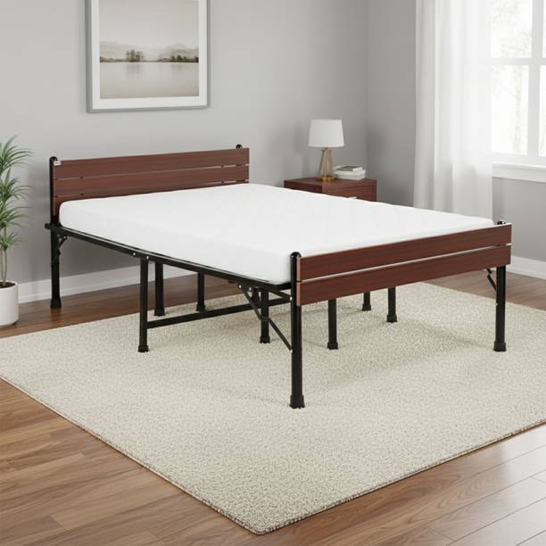 Delite Kom Astra Foldable Metal King Bed (6.7x6ft) | No Install | 1 Year Warranty | Strong Metal King Bed, 204.5 cm x 183 cm (6.71 ft x 6.0 ft)