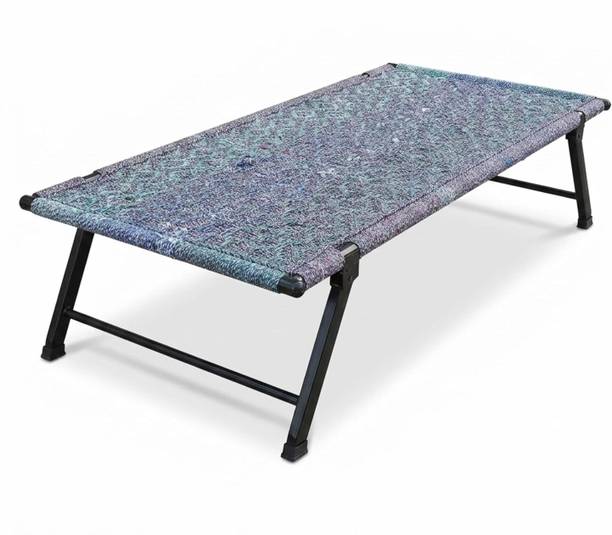 Shanti Art Space Saving Foldable Charpai with Strong Woven Metal Frame Metal Single Bed, 182 cm x 91 cm (5.97 ft x 2.99 ft)