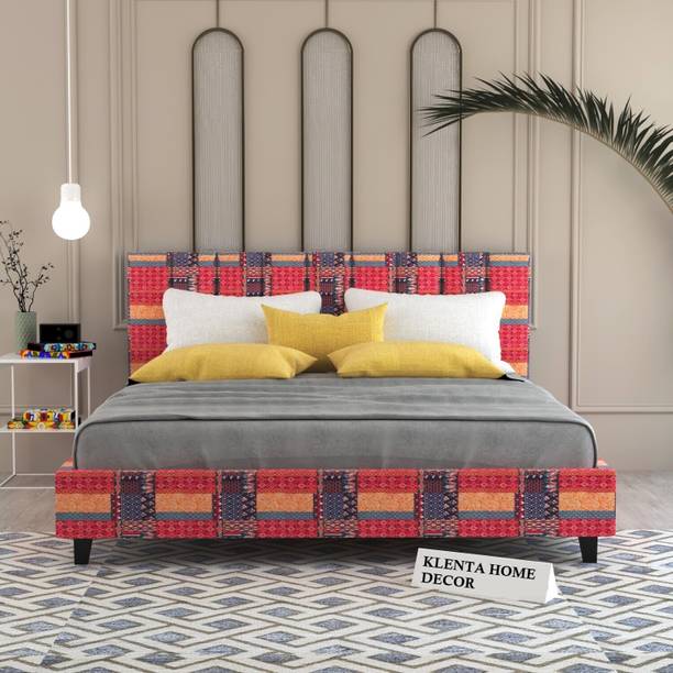 Klenta Home Decor Upholstered King Size Bed With Fabric Headboard For Bedroom/ Hotel/ Kids Room || Solid Wood King Bed