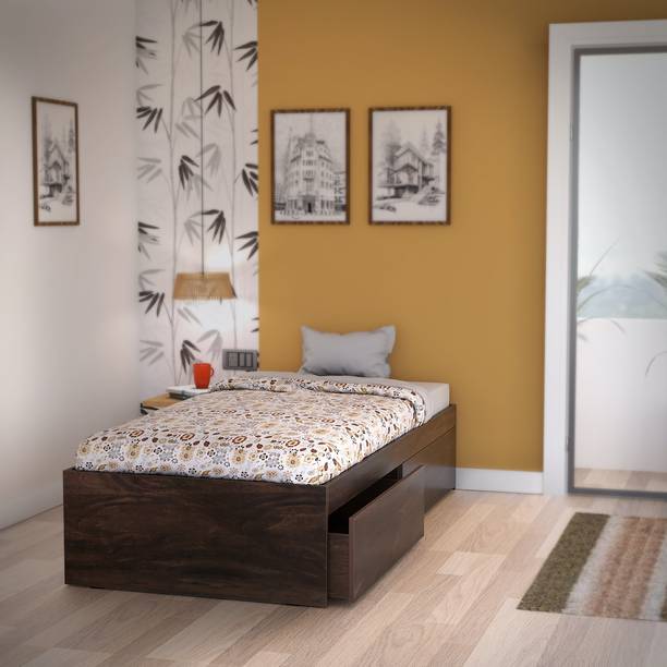Studio Kook Tribe Engineered Wood Single Drawer Bed, 202 cm x 95 cm (6.63 ft x 3.12 ft)