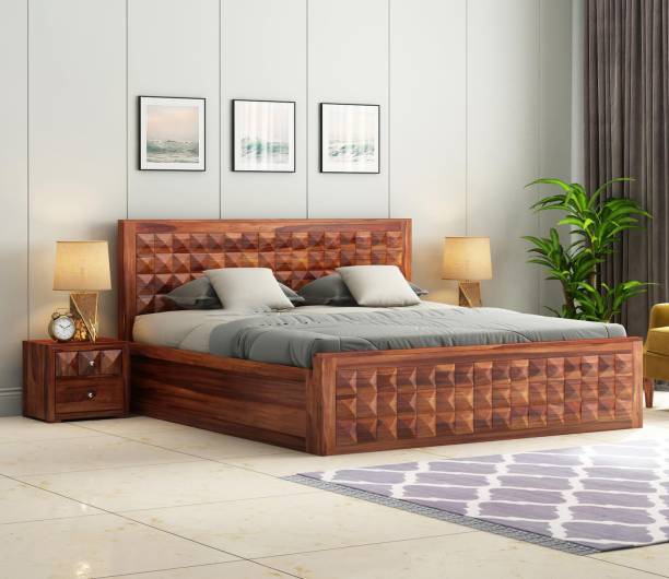 Flipkart Perfect Homes Wooden Double Bed Cot Bed with Box Storage Solid Wood King Box Bed