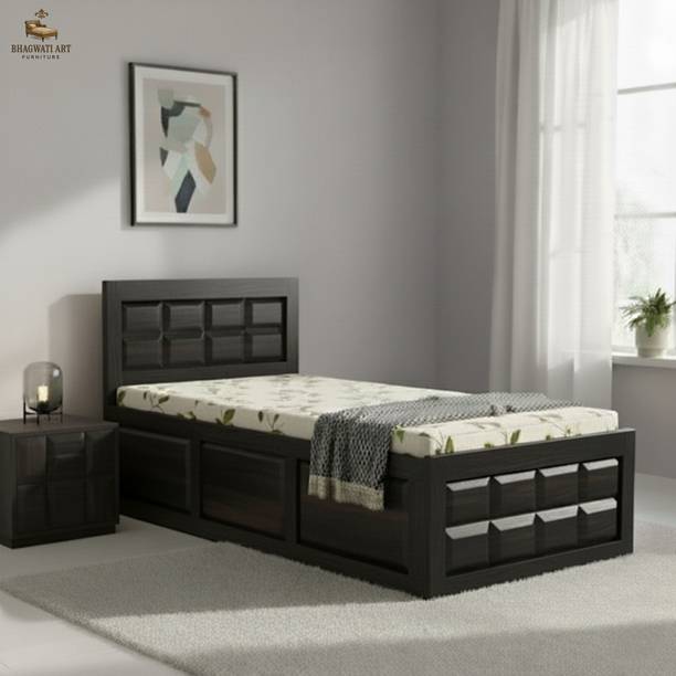 BHAGWATI ART Premium Solid Sheesham Wood Single Storage Bed | Bedroom| Hotel Use| Guest Room. Solid Wood Single Box Bed, 96.52 cm x 208.28 cm (3.17 ft x 6.83 ft)