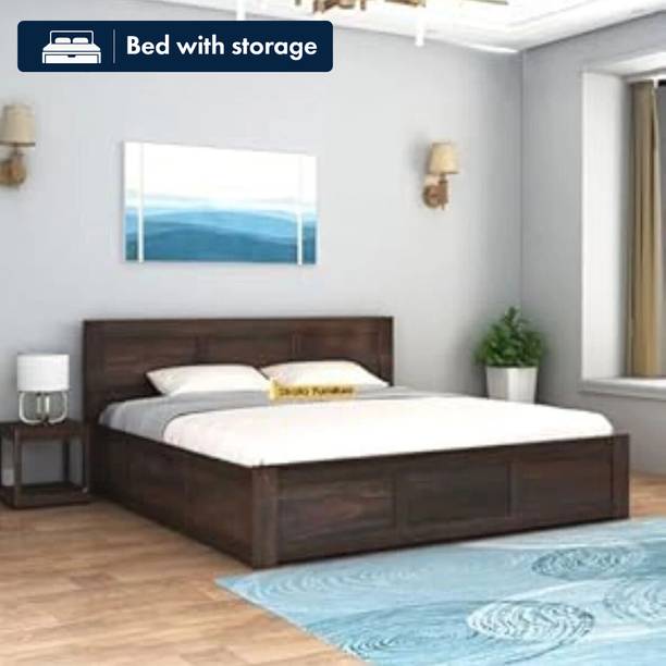 Flipkart Perfect Homes Sheesham Wood King Size Bed With Box Storage For Bed Room, Hotel. Solid Wood King Box Bed, 205.54 cm x 187.96 cm (6.74 ft x 6.17 ft)