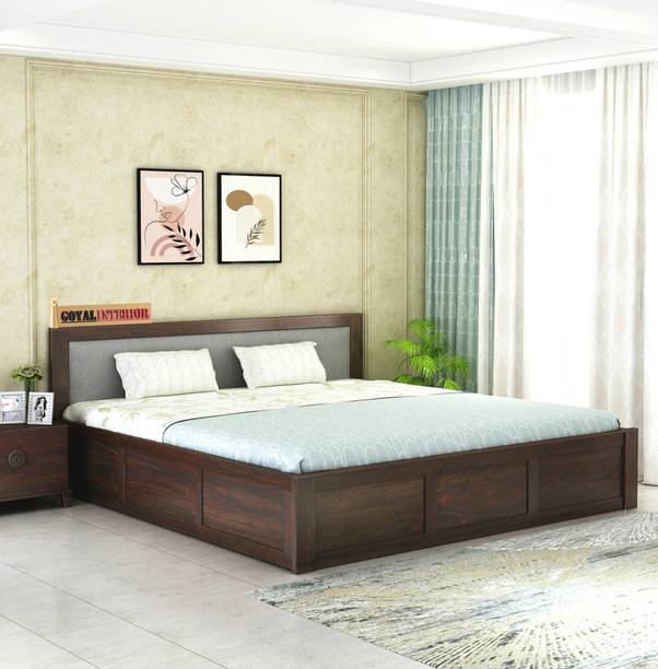 GOYALINTERIOR Sheesham Wood King Bed/Wooden Cot/Wooden Bed With Box Storage For Home Solid Wood King Box Bed
