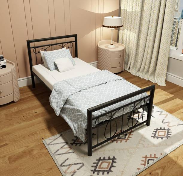 SIYA ART Metal Platform Bed with Headboard and Footboard | Metal Single Bed