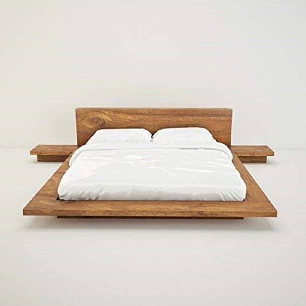 Ganpati Arts Solid Sheesham Wood King Size Bed with 2 Bedside Table Solid Wood King Bed