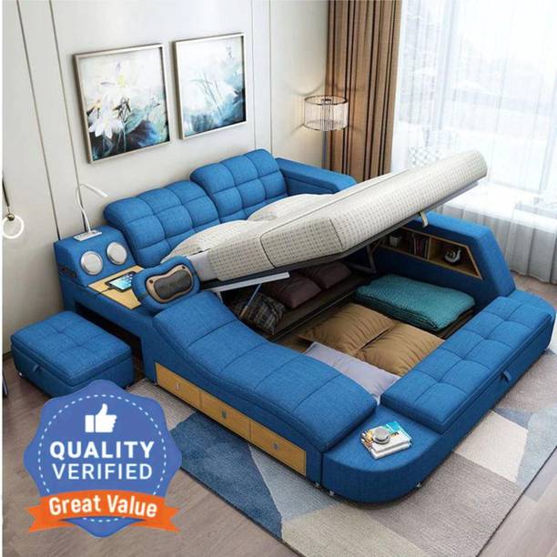 ELITEWOOD MULTI FUNCTIONAL SMART BED WITH BODY MASSAGER MUSIC SYSTEM Etc. SIZE 6X6 Solid Wood Double Box Bed