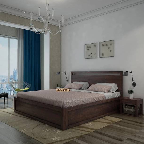 GOYALINTERIOR Sheesham Wood King Bed/Wooden Cot/Wooden Bed With Box Storage For Home Solid Wood King Box Bed