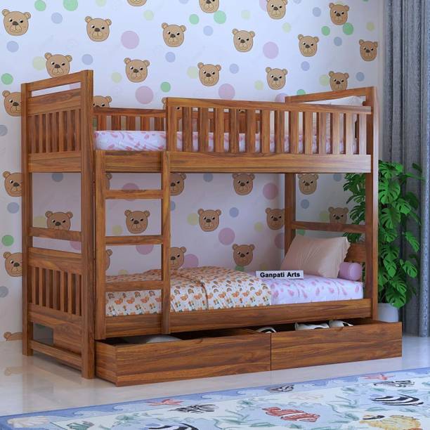 Ganpati Arts Sheesham Wood Swift Bunk Bed With2 Drawer Storage For Kids Bed/Kids Room Solid Wood Single Drawer Bed, 208.28 cm x 99.06 cm (6.83 ft x 3.25 ft)