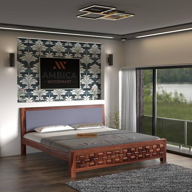 AMBICA WOODMART king bed, sheesham wood king bed, solid wood bed, bed for bed room, wooden bed Solid Wood King Bed
