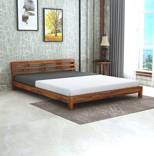 DECORWOOD King Size Sheesham Wood Low Floor Bed for Bedroom Solid Wood Double Bed, 60 cm x 140 cm (1.97 ft x 4.59 ft)