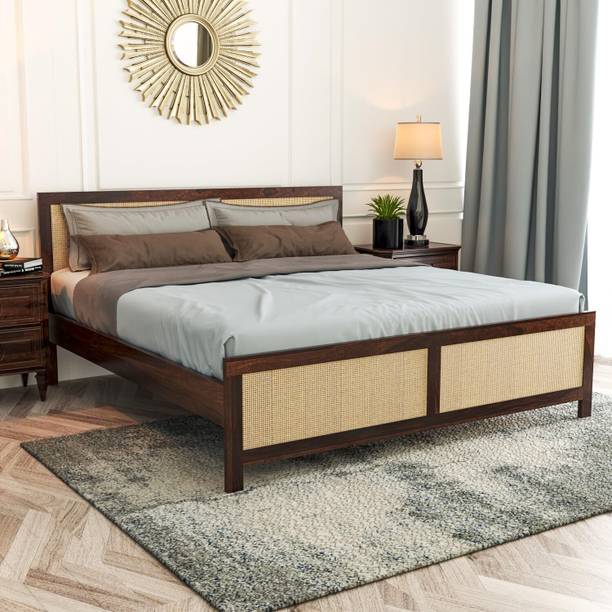Utkarsh Solid Sheesham Wood Queen Size Bed With Headboard For Living Room / Hotel Solid Wood Queen Bed