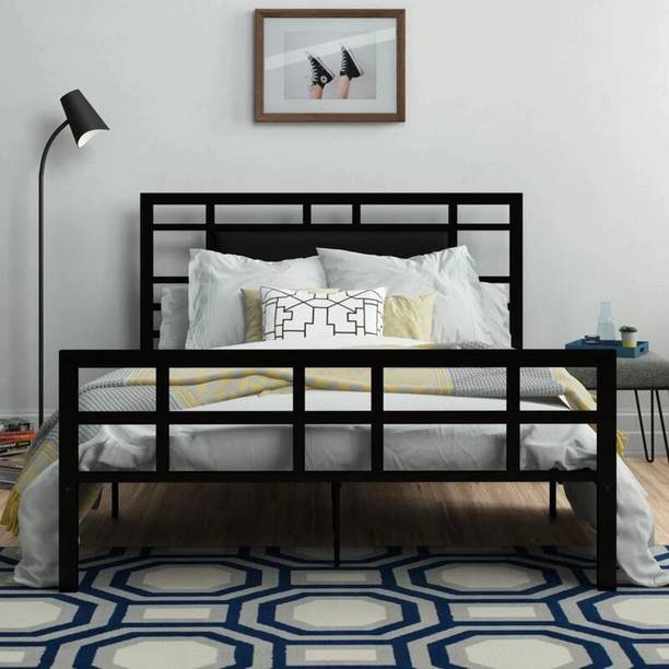 Vibrant Interior PRESSYO Metal Double Bed, 190.5 cm x 150.4 cm (6.25 ft x 4.93 ft)