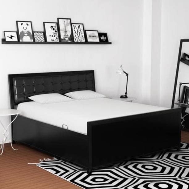 Vibrant Interior Henry Black Metal Queen Hydraulic Bed, 190.5 cm x 157.48 cm (6.25 ft x 5.17 ft)