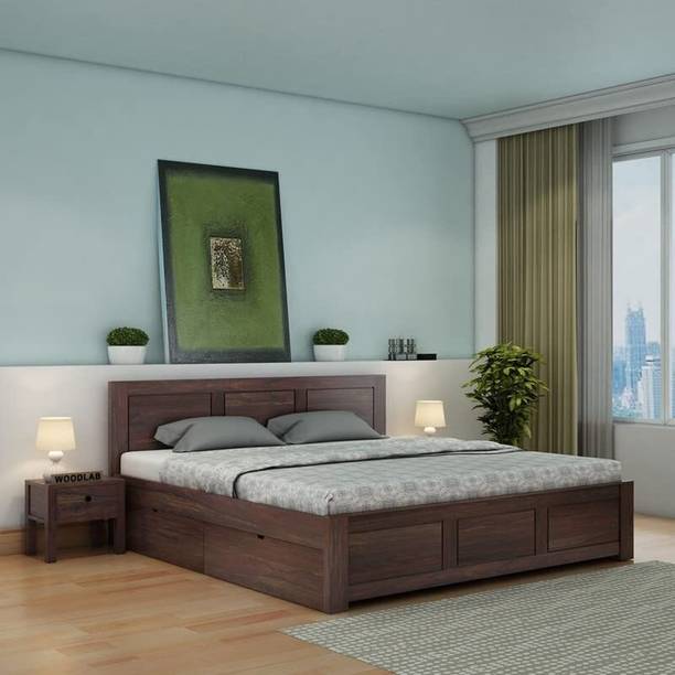 WOODENJOY Sheesham Wood King Bed With Drawers Storage/Wooden Bed With Storage For Home Solid Wood King Drawer Bed