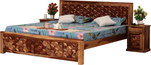 rf royal finish NewFloresque KingSize(72"x78") Without Storage,12-Month Warranty,BedsideIncluded Solid Wood King Bed