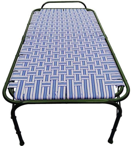 India wood mart Double Pipe Folding Bed For Sleeping 6 Leg Unique Design(Multicolor, 39X72 ) Engineered Wood Queen Bed