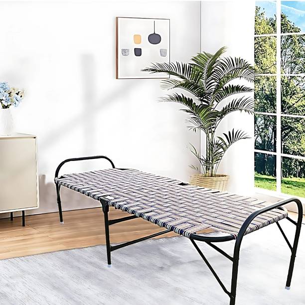 HussainFuniture Folding Cot Portable Single Folding Bed Niwar Charpai Khatiya 2.5x6 ft Metal Queen Bed