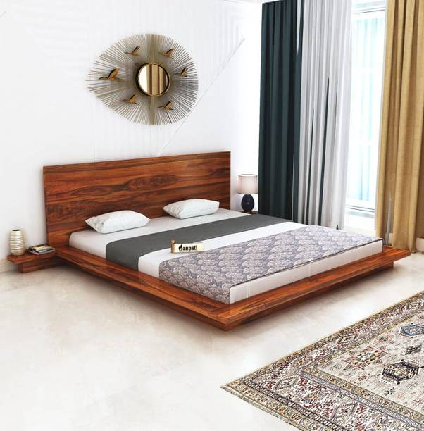 Ganpati Arts Sheesham Wood King Bed/Wooden Cot/Wooden Without Storage Bed For Bedroom/Hotel Solid Wood King Bed, 223.52 cm x 213.36 cm (7.33 ft x 7.0 ft)