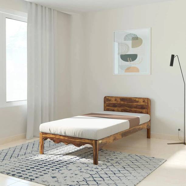 Rajgharana Solid Sheesham Wood Single Bed Without Mattress For Bed Room , Hotel . Solid Wood Single Bed