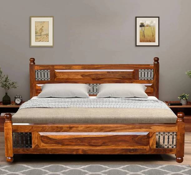 Meera Handicraft Meera Handicraft bed solid sheesham wood in Knig size Solid Wood King Bed