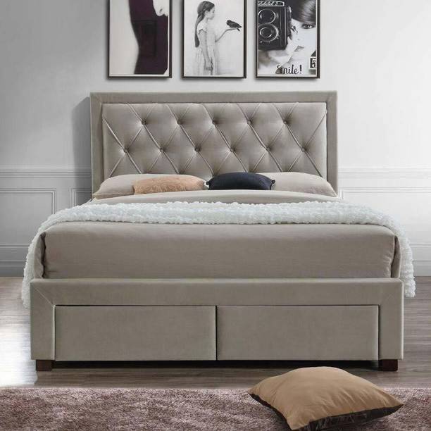 APRODZ Interiors upholstered Solid Wood King Drawer Bed