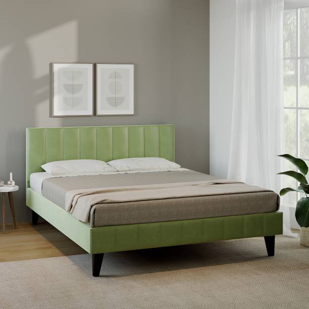Allie Wood Essentials Barclay Upholstered Tufted Platform Engineered Wood King Bed