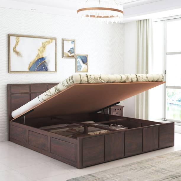 Ganpati Arts Sheesham Wood Double Bed For Bed Room/Guest Room Solid Wood Queen Hydraulic Bed, 206 cm x 163 cm (6.76 ft x 5.35 ft)