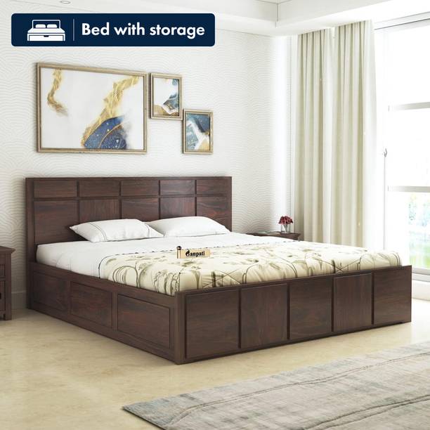 Ganpati Arts Scott Sheesham Wood Bed/Cot With Box Storage | Solid Wood King Box Bed, 206 cm x 191 cm (6.76 ft x 6.27 ft)