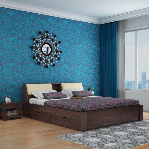 WOODENJOY Sheesham Wood Bed/Cot Bed/Palang For Bed Room/Home/Hotel Solid Wood Queen Drawer Bed