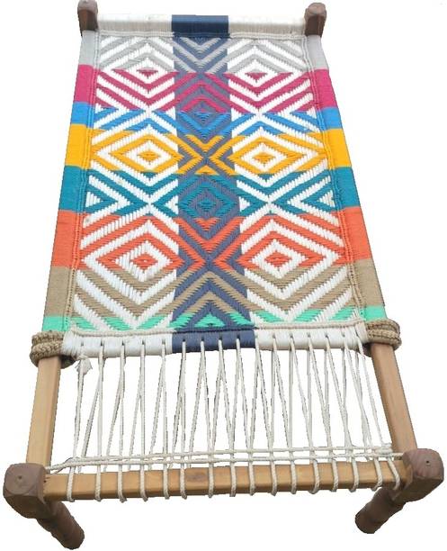 YahiTohChahiye Eppotum Khaat Cot 7x4 Ft Silk Light shades Multicolor Dense Weaving Solid Wood King Bed