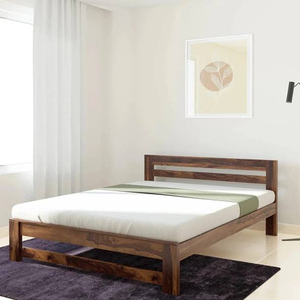 Rajgharana Solid Sheesham Wood Queen Size without storage Bed For Bed Room/Guest Room/Hotel Solid Wood Queen Bed