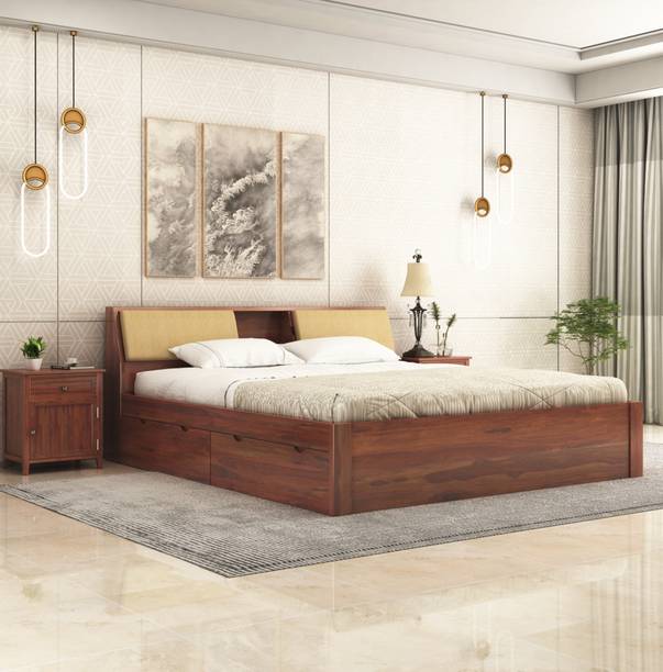 Suncrown Furniture DreamWood Sheesham |Palang|Cot with Storage for Bedroom|Hotel|Living Room Solid Wood Queen Drawer Bed, 205 cm x 157.48 cm (6.73 ft x 5.17 ft)