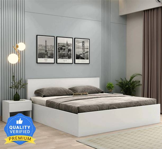 Wooden Street Harper Bed with Box Storage Bed With Headboard Engineered Wood King Box Bed, 208.2 cm x 187.9 cm (6.83 ft x 6.16 ft)