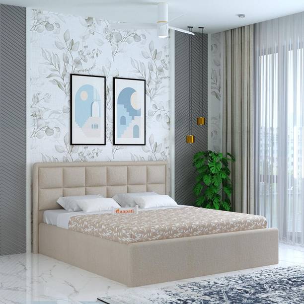 Ganpati Arts Wooden Roman Upholstered King Bed/Upholstered Wooden Double Bed with Box Storage Engineered Wood King Box Bed