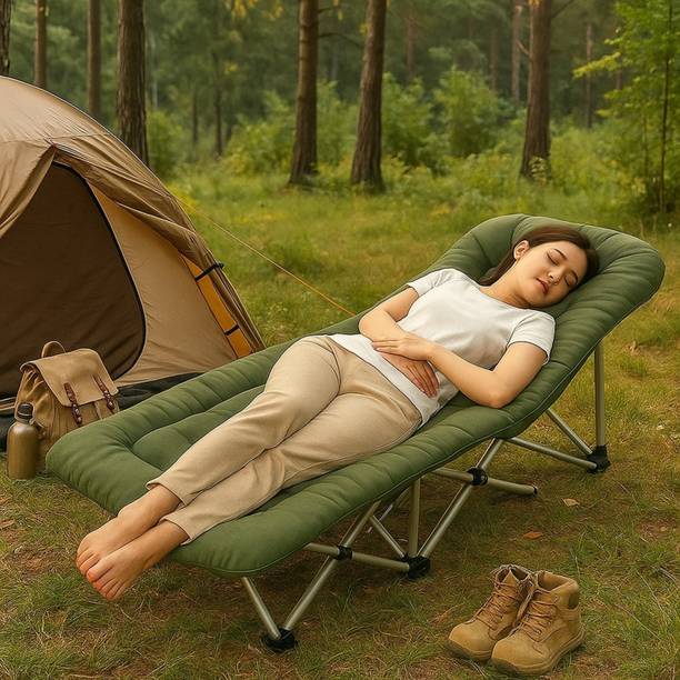CAREOPETA Folding Camping Sleeping Bed Travel Recliner Bed for Outdoor Indoor Use Metal Single NA Bed