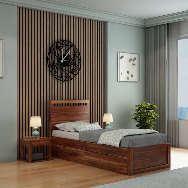 WOODENJOY Sheesham Wood Single Bed With Drawers Storage/Wooden Single Bed With Storage Solid Wood Single Drawer Bed, 204.47 cm x 96.52 cm (6.71 ft x 3.17 ft)