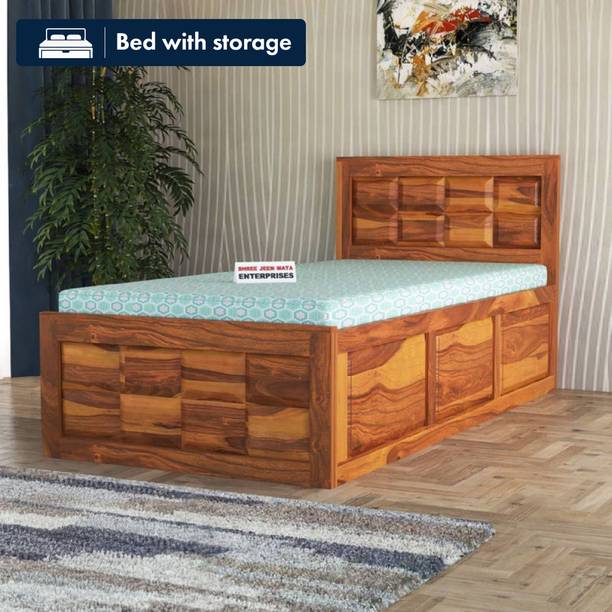 Shree Jeen Mata Enterprises Elite Box Storage Bed/Sheesham Wood Single Bed For Bedroom/Hotel/Living Room Solid Wood Single Box Bed, 203 cm x 96 cm (6.66 ft x 3.15 ft)