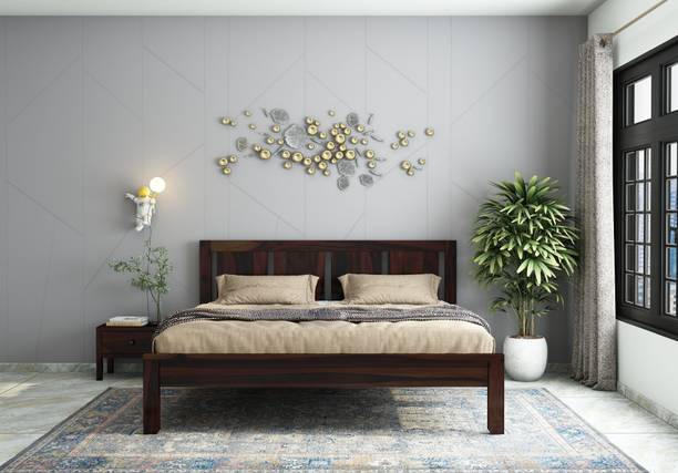 AMBICA WOODMART bed king size sheesham wood king size wooden cot for bedroom cot bed living room Solid Wood King Bed