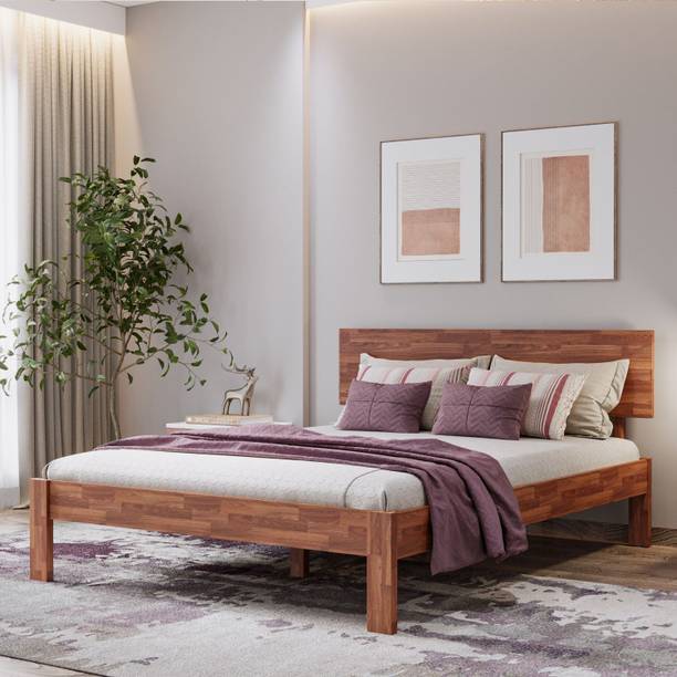 Wakefit Indus Teak Solid Wood Queen Bed