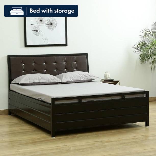 Lakecity group HEATH Brown Metal Queen Hydraulic Bed, 190.5 cm x 157.48 cm (6.25 ft x 5.17 ft)