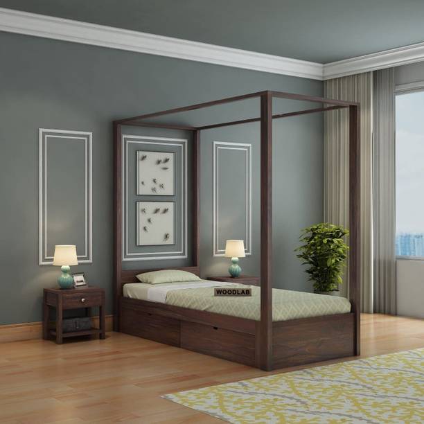 WoodLab Sheesham Wood Single Bed With Drawers Storage/Wooden Single Bed With Storage Solid Wood Single Drawer Bed, 210 cm x 91 cm (6.89 ft x 2.99 ft)