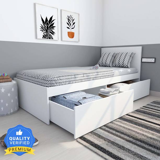 Studio Kook Tribe Right Engineered Wood Single Drawer Bed, 203 cm x 95 cm (6.66 ft x 3.12 ft)