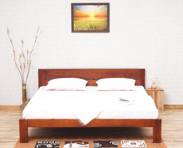 Woodefly Sheesham Wood King Size Bed Without Storage/ Double Bed/ Cot Bed for Bedroom Solid Wood King Bed