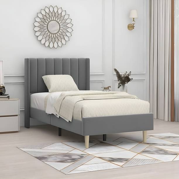 Flipkart Perfect Homes Engineered Wood Upholstered Single Bed with Headboard for Bedroom Engineered Wood Single Bed