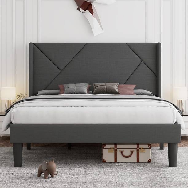 NAPTHRONE Premium Upholstered Bed | Bed King Size with Headboard | Cot for Bedroom Solid Wood King Bed, 198.12 cm x 210.82 cm (6.5 ft x 6.92 ft)