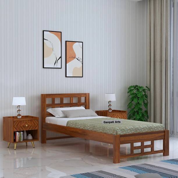Ganpati Arts Sheesham Wood Simons Bed/Wooden Single Cot For Home/Without Storage Single Bed Solid Wood Single Bed