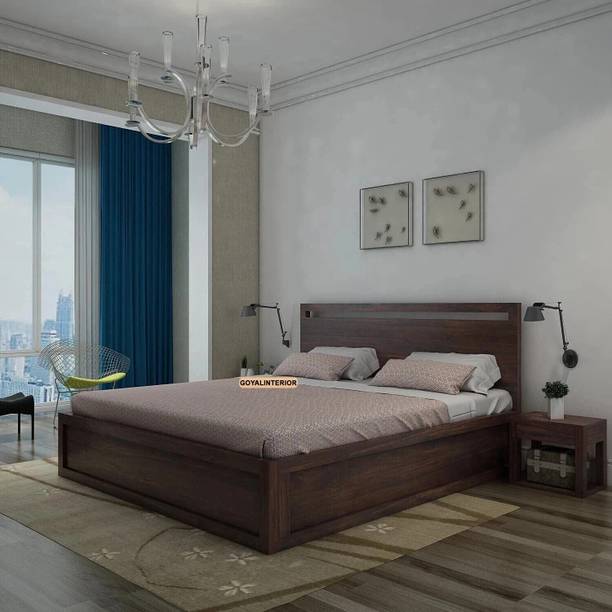 GOYALINTERIOR Sheesham Wood Queen Bed/Wooden Cot/Wooden Bed With Box Storage For Home Solid Wood Queen Box Bed