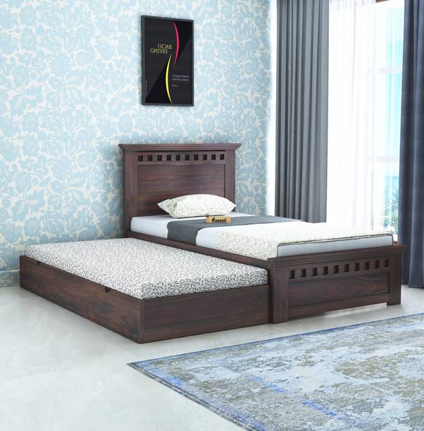Ganpati Arts Sheesham Wood Armania Wooden Single Cot For Home/Single Trundle Bed With Storage Solid Wood Single Drawer Bed